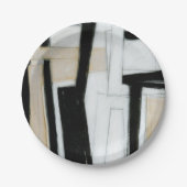 Abstract zwart-wit schilderen papieren bordje (Voorkant)