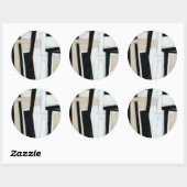 Abstract zwart-wit schilderen ronde sticker (Vel)