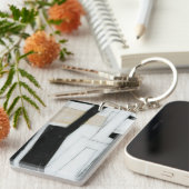 Abstract zwart-wit schilderen sleutelhanger (Voorkant Rechts)