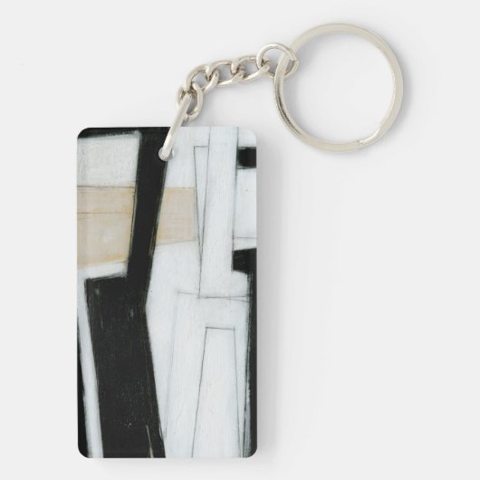 Abstract zwart-wit schilderen sleutelhanger (achterkant)