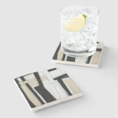 Abstract zwart-wit schilderen stenen onderzetter (Zijkant)