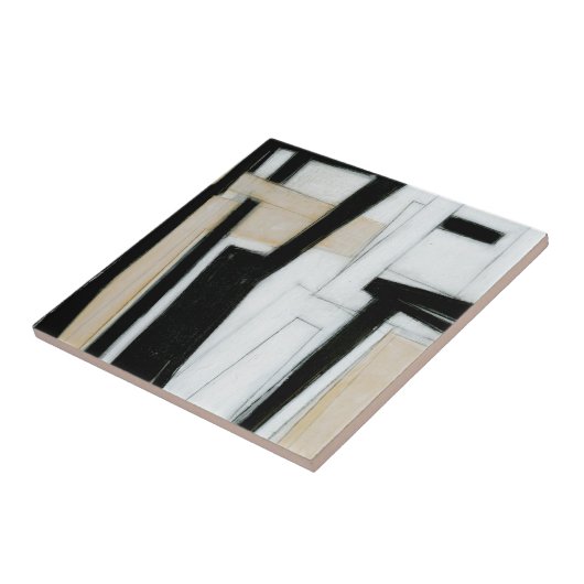 Abstract zwart-wit schilderen tegeltje (Zijkant)