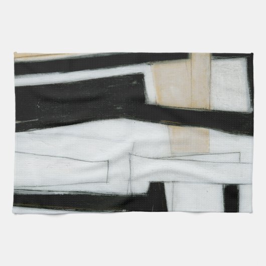 Abstract zwart-wit schilderen theedoek (Horizontaal)