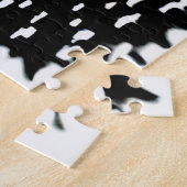 Abstract zwart-wit silhouet bos pad legpuzzel (Zijkant)