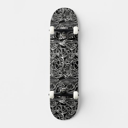 Abstract zwart-wit skateboard (Voorkant)