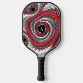 Abstract zwart-wit Spiral Fractal Monogram Pickleball Paddle (Achterkant)