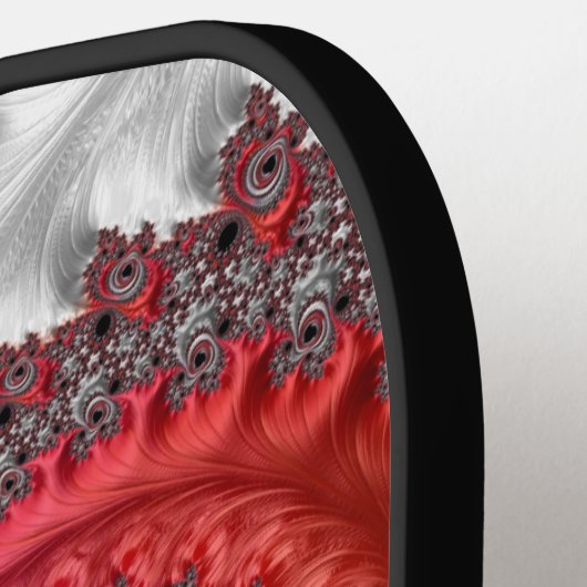 Abstract zwart-wit Spiral Fractal Monogram Pickleball Paddle (Links Detail)