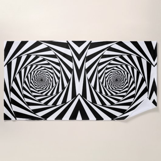 Abstract Zwart & Wit Spiralen Kunst Strandlaken (Voorkant)