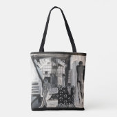 Abstract zwart-wit tote bag (Achterkant)