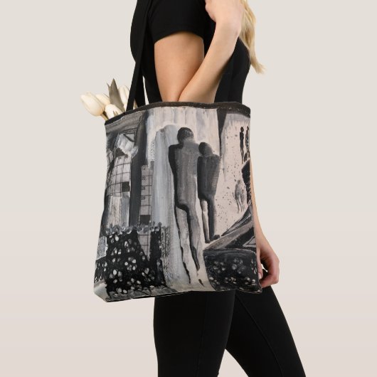Abstract zwart-wit tote bag (Dichtbij)