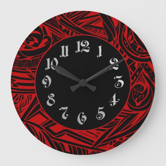 Abstract zwart-wit tribaal grote klok (Voorkant)