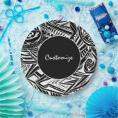 Abstract zwart-wit tribaal papieren bordje (Feest)