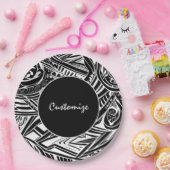 Abstract zwart-wit tribaal papieren bordje (Feest)