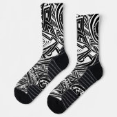 Abstract zwart-wit tribaal sokken (Links)