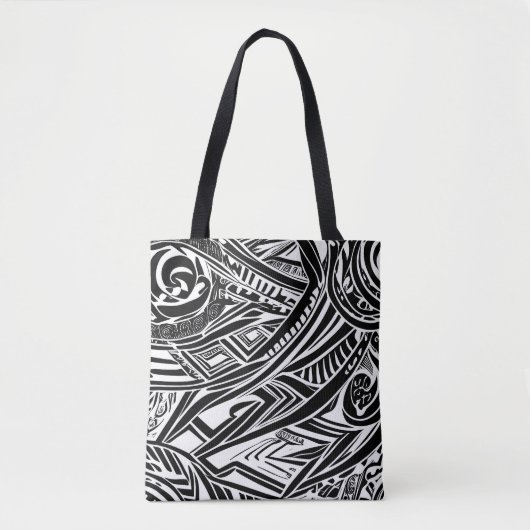Abstract zwart-wit tribaal tote bag (Voorkant)