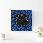 Abstract zwart-wit tribaal vierkante klok (Huis)
