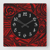 Abstract zwart-wit tribaal vierkante klok (Voorkant)