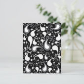 Abstract zwart-wit Tulip Paisley Floral Briefkaart (Staand voorkant)