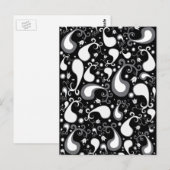 Abstract zwart-wit Tulip Paisley Floral Briefkaart (Voorkant / Achterkant)