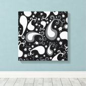 Abstract zwart-wit Tulip Paisley Floral Canvas Afdruk (Insitu (Houten vloer))