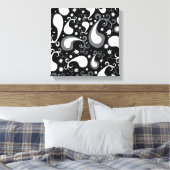 Abstract zwart-wit Tulip Paisley Floral Canvas Afdruk (Insitu (Slaapkamer))