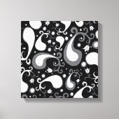 Abstract zwart-wit Tulip Paisley Floral Canvas Afdruk (Voorkant)