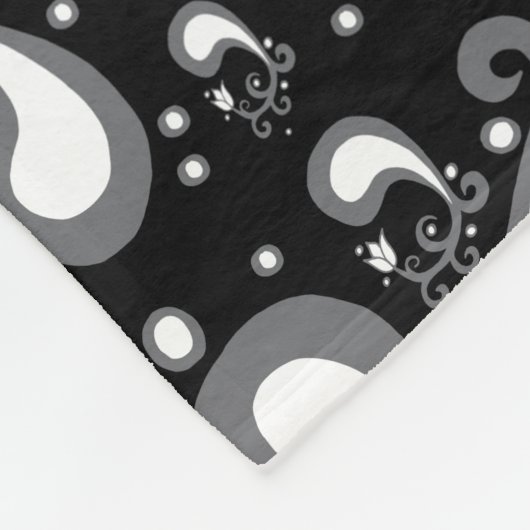 Abstract zwart-wit Tulip Paisley Floral Fleece Deken (Hoek)