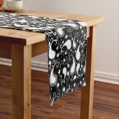 Abstract zwart-wit Tulip Paisley Floral Korte Tafelloper (Voorbeeld)