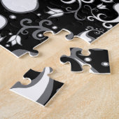 Abstract zwart-wit Tulip Paisley Floral Legpuzzel (Zijkant)