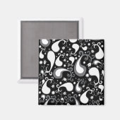 Abstract zwart-wit Tulip Paisley Floral Magneet (Voorkant / Achterkant)