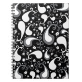 Abstract zwart-wit Tulip Paisley Floral Notitieboek (Voorkant)