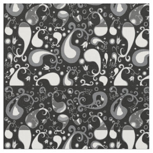 Abstract zwart-wit Tulip Paisley Floral Stof