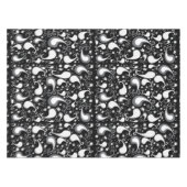 Abstract zwart-wit Tulip Paisley Floral Tafelkleed (Voorkant (Horizontaal))
