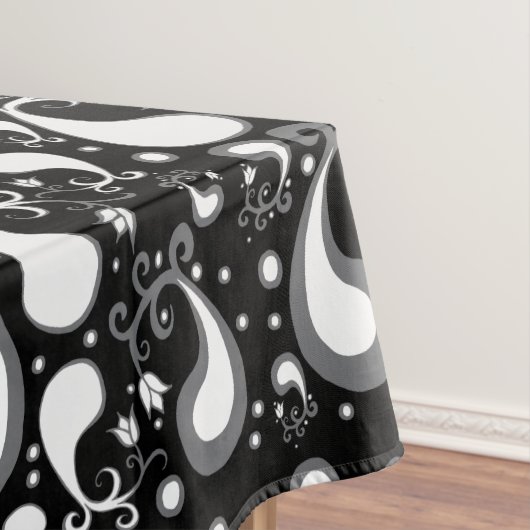 Abstract zwart-wit Tulip Paisley Floral Tafelkleed (Voorbeeld)