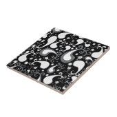 Abstract zwart-wit Tulip Paisley Floral Tegeltje (Zijkant)