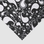 Abstract zwart-wit Tulip Paisley Floral Tissuepapier (Detail)