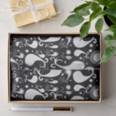 Abstract zwart-wit Tulip Paisley Floral Tissuepapier (Geschenk)