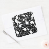 Abstract zwart-wit Tulip Paisley Floral Vierkante Sticker (Envelop)