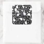 Abstract zwart-wit Tulip Paisley Floral Vierkante Sticker (Tas)