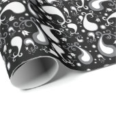 Abstract zwart-wit Tulp Paisley Bloem Cadeaupapier (Rol Hoek)
