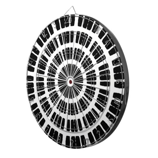 Abstract zwart-wit uitdagend optisch ontwerp dartbord (Voorkant Rechts)