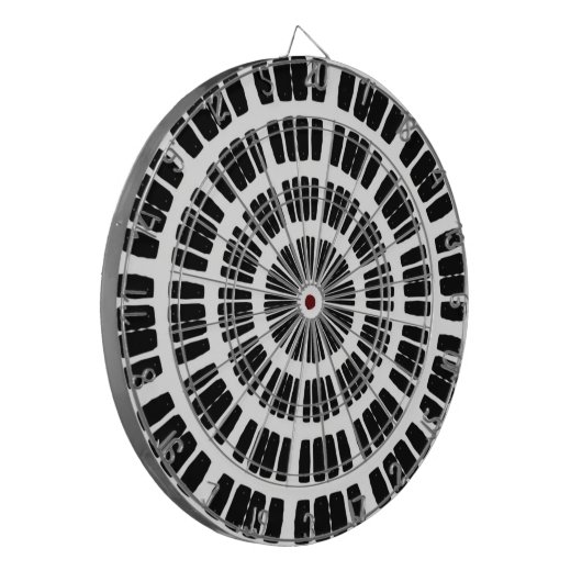 Abstract zwart-wit uitdagend optisch ontwerp dartbord (Voorkant Links)
