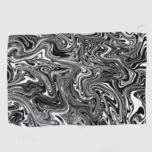 Abstract zwart-wit, vloeibaar marmerpatroon golfhanddoek (Horizontaal)