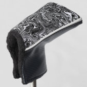 Abstract zwart-wit, vloeibaar marmerpatroon golfheadcover (3/4 voorkant)