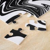 Abstract zwart-wit, vloeibaar marmerpatroon legpuzzel (Zijkant)