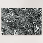 Abstract zwart-wit, vloeibaar marmerpatroon legpuzzel (Horizontaal)