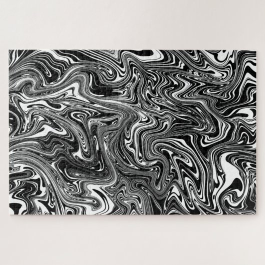 Abstract zwart-wit, vloeibaar marmerpatroon legpuzzel (Horizontaal)