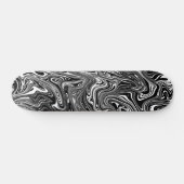 Abstract zwart-wit, vloeibaar marmerpatroon persoonlijk skateboard (Horizontaal)