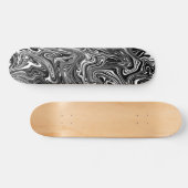 Abstract zwart-wit, vloeibaar marmerpatroon persoonlijk skateboard (Horizontaal)
