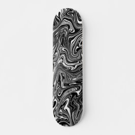 Abstract zwart-wit, vloeibaar marmerpatroon persoonlijk skateboard